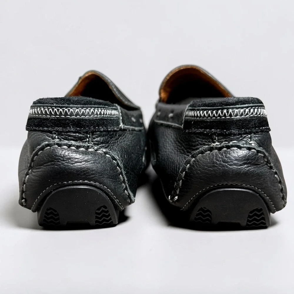 Johnston & Murphy J&M Flex Mens Black Tumbled Leather Driving Loafers Shoes 9.5